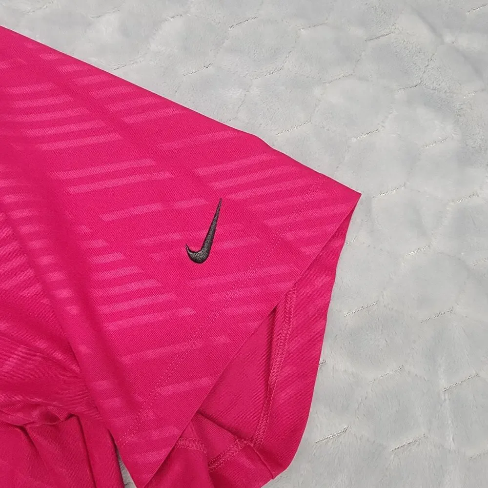 Nike Golf Dri-Fit Mens XL Pink Magenta Diagonal Stripe Short Sleeve Polo Shirt